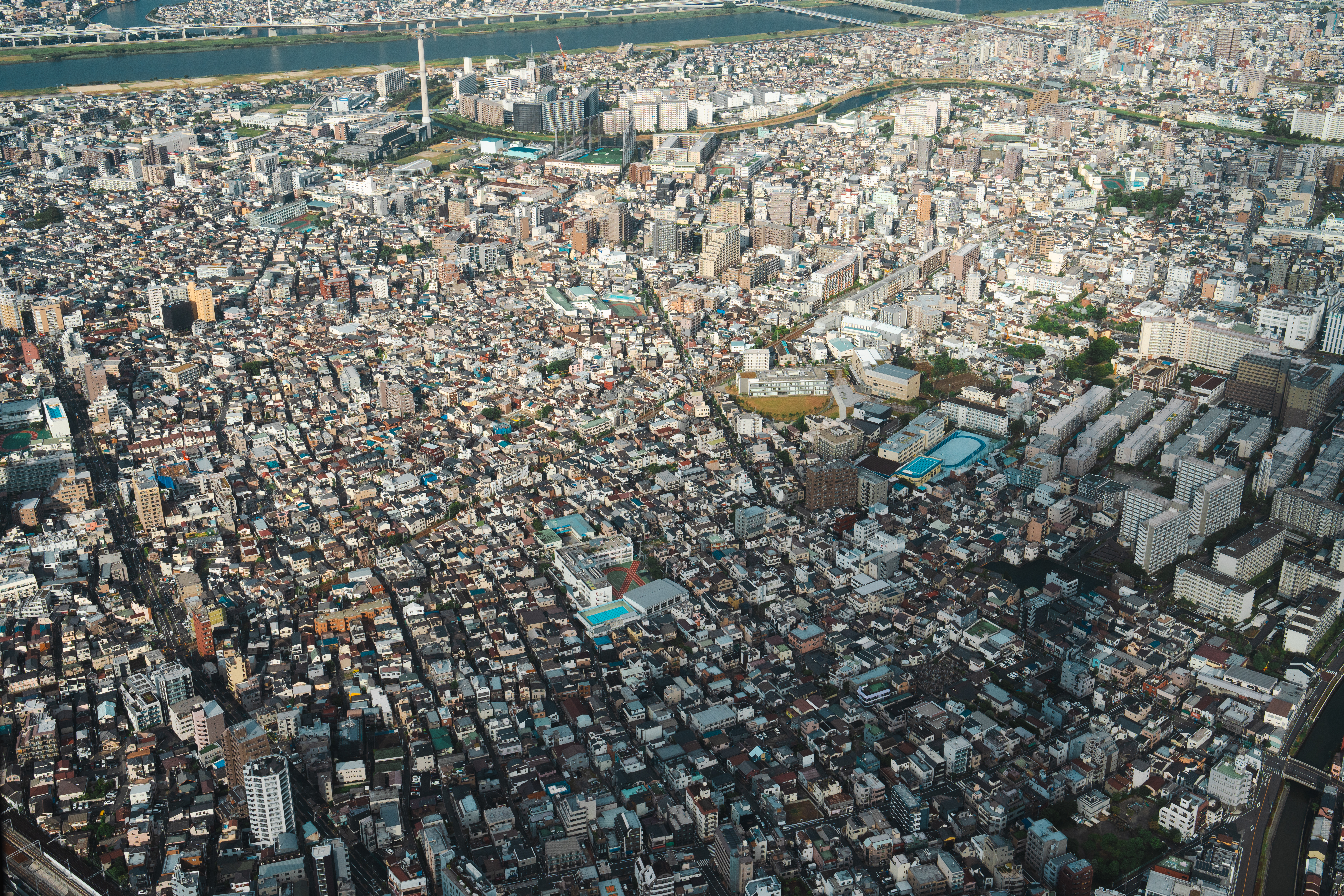 スカイツリー展望台から見た京島地区