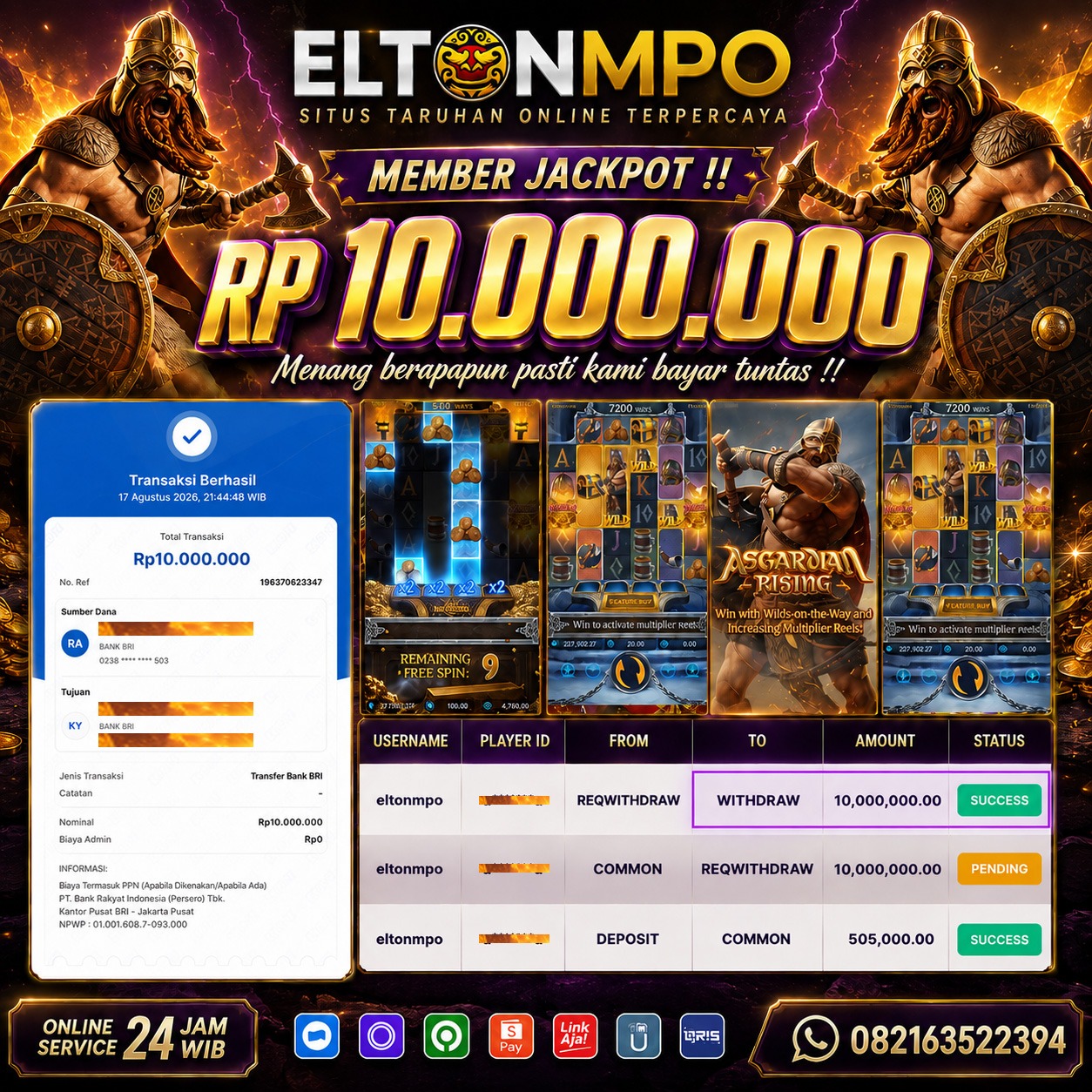 MEMBER JACKPOT ASGARDIAN RISING IDR 10.000.000