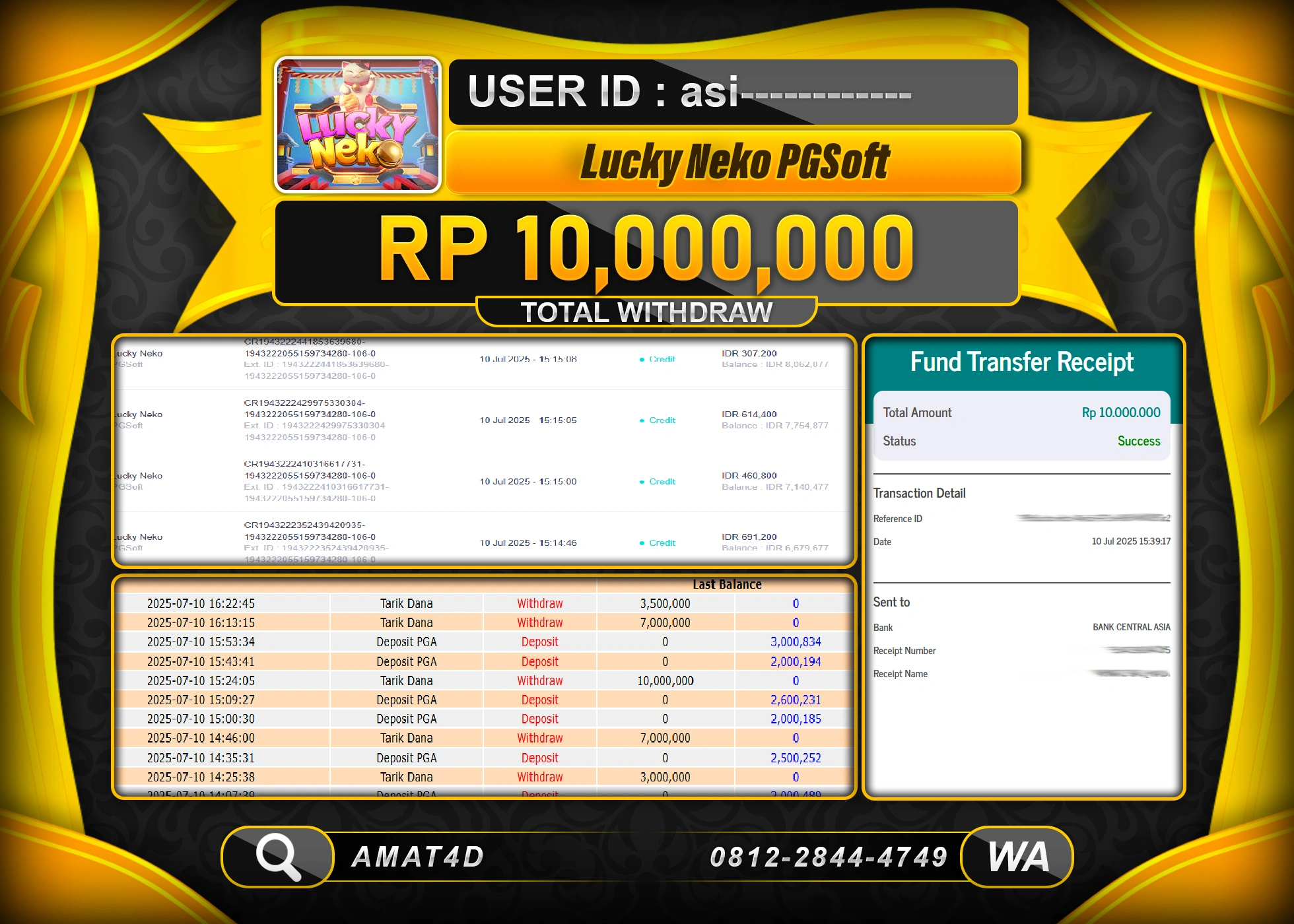 AMAT4D KEMENANGAN  DI   LUCKY NEKO PG SOFT  Rp.10.000.000 BERHASIL TERBAYAR LUNAS