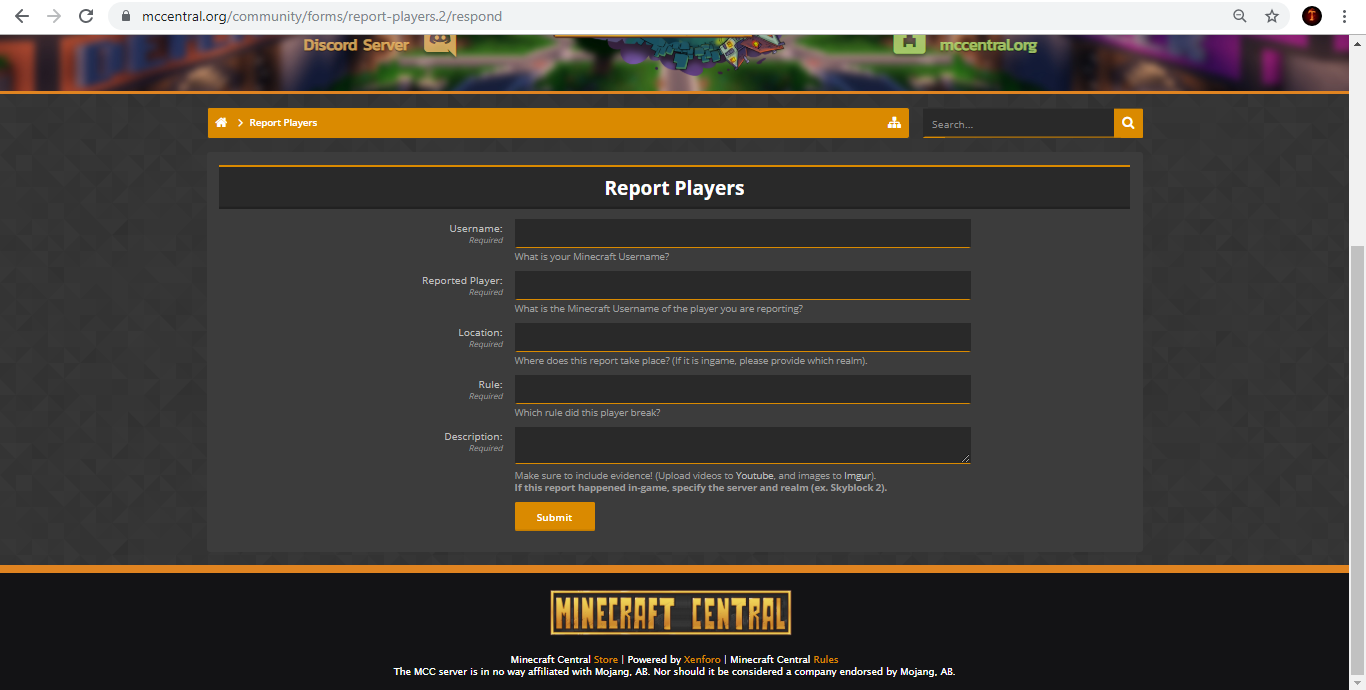 How To Report | Minecraft Central | #1 Minecraft Server