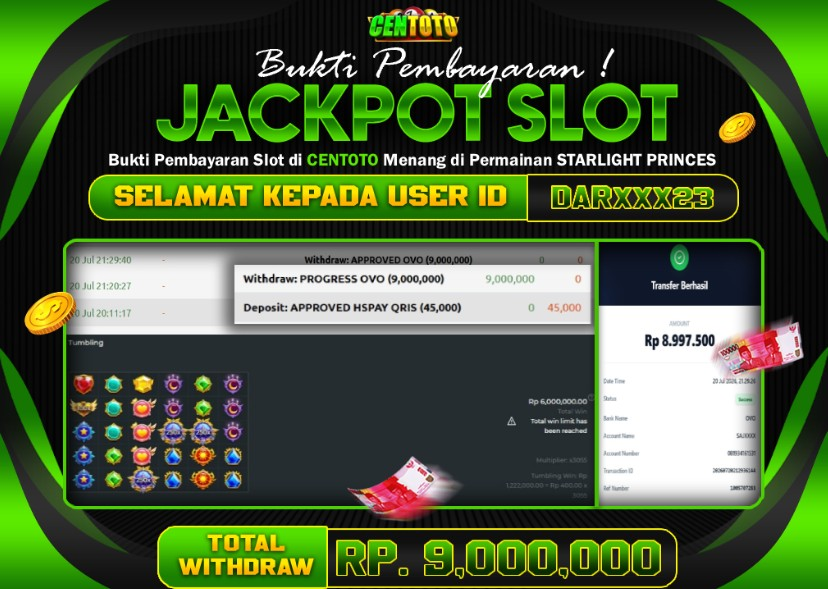 BUKTI JACKPOT LUNAS CENTOTO  RP.9.000.000,-LUNAS
