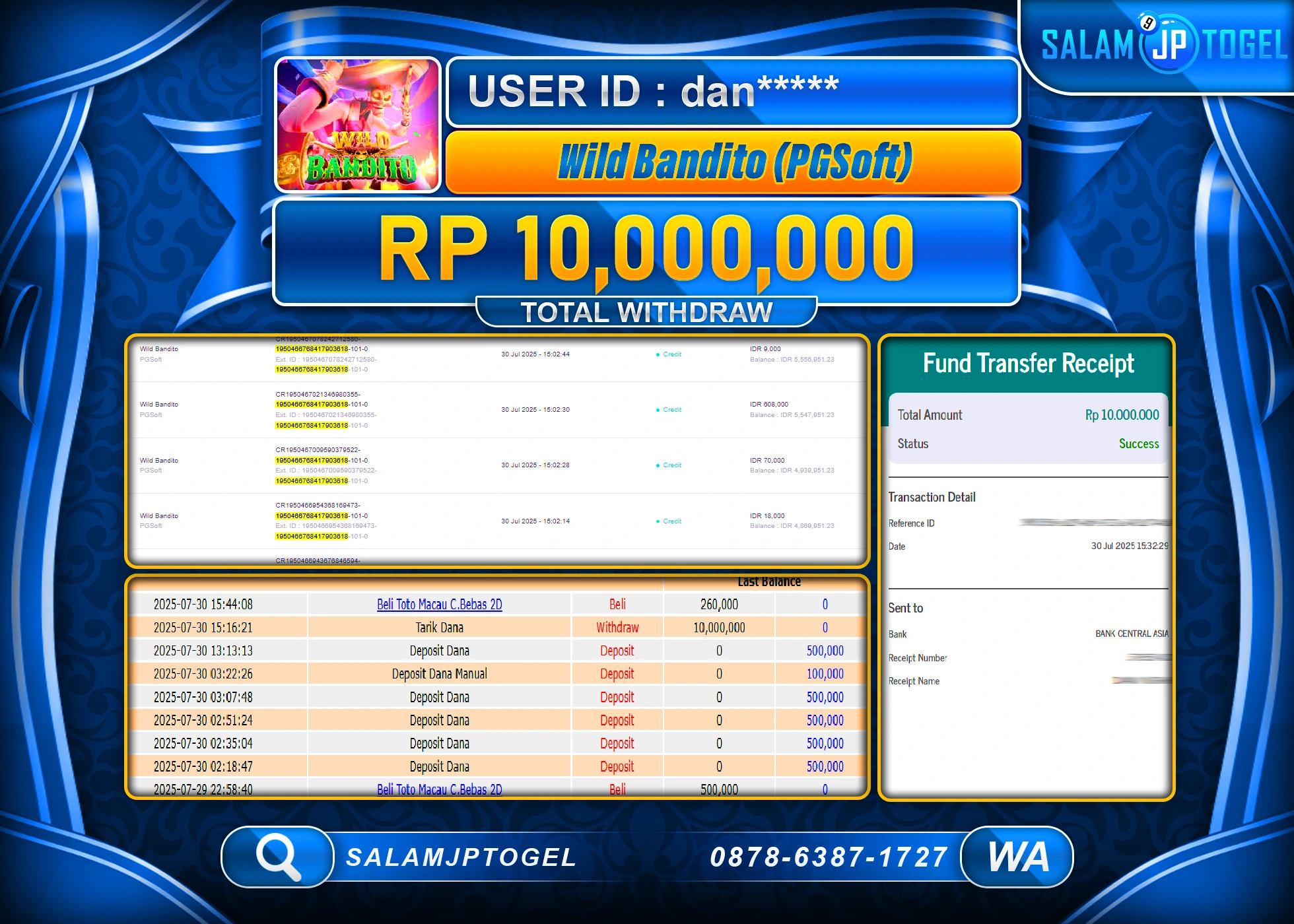 SALAMJPTOGEL MENANG WILD BANDITO PG SOFT  Rp.10,000,000