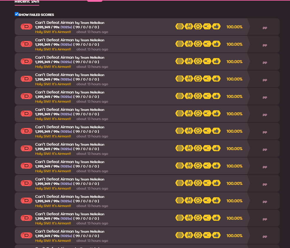 [Osu!] Flami |stat inflation with blatantly cheated unsubmitted scores ...