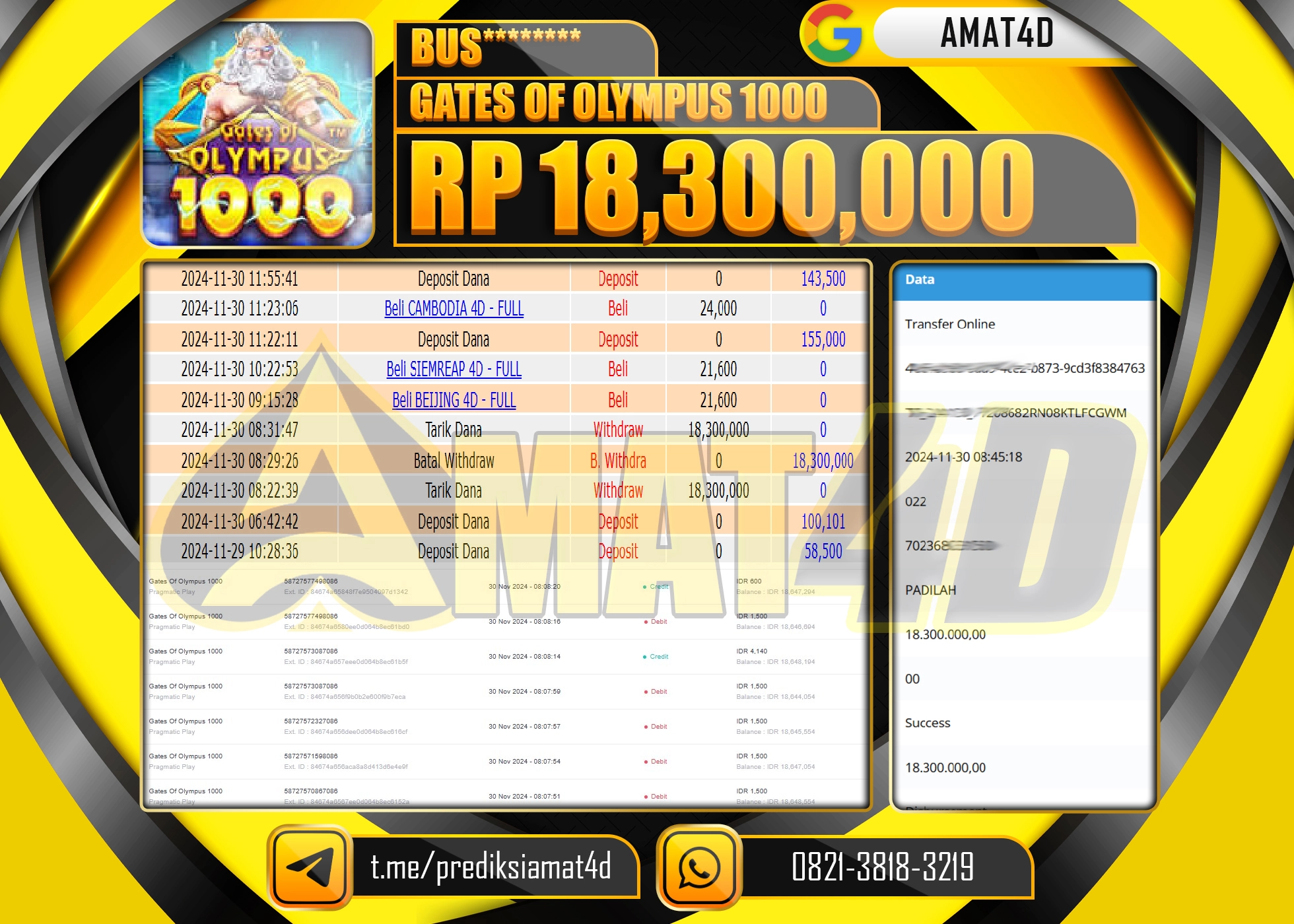 AMAT4D JACKPOT MENANG GATES OF OLYMPUS 1000 Rp.18.300.000 BERHASIL DI BAYAR LUNAS