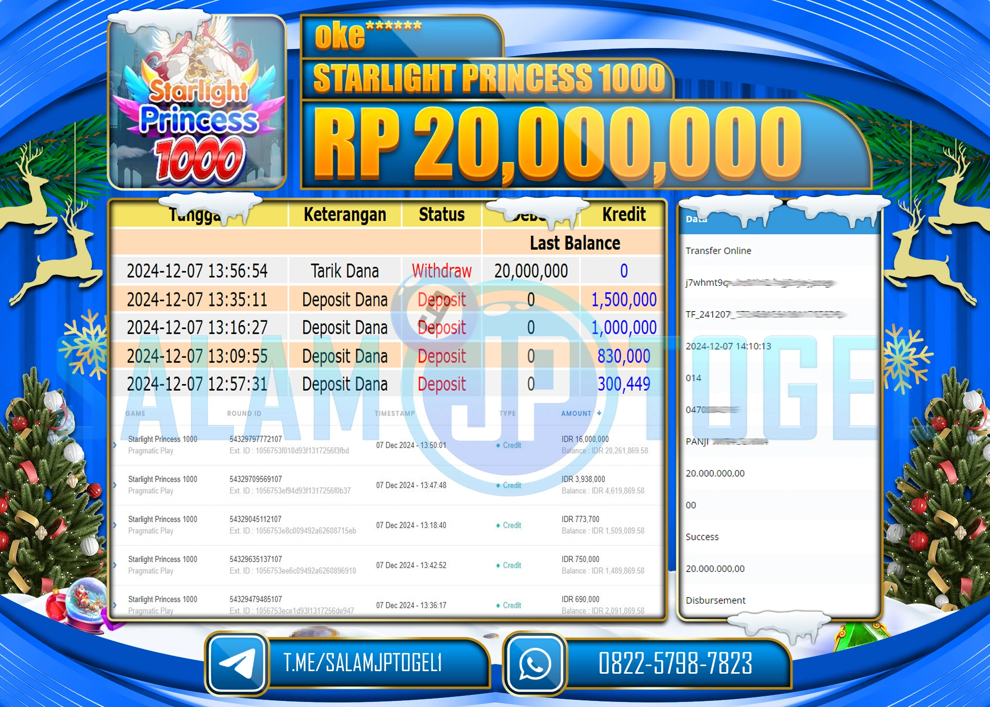 SALAMJPTOGEL MENANG SLOT STARLIGHT PRINCES  RP. 20,000,000 LUNAS