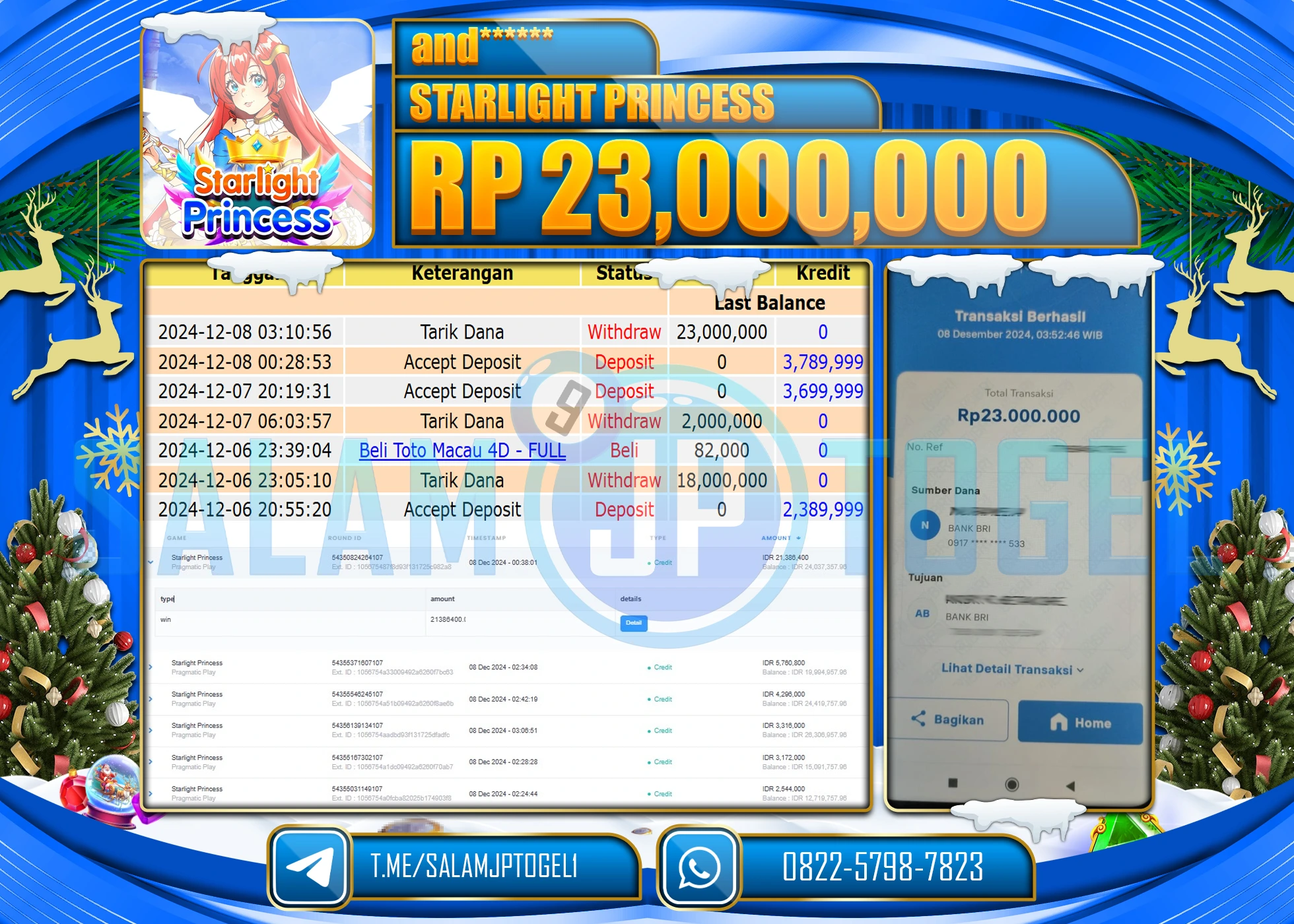 SALAMJPTOGEL MENANG SLOT STARLIGHT PRINCES Rp.23,000,000 LUNAS