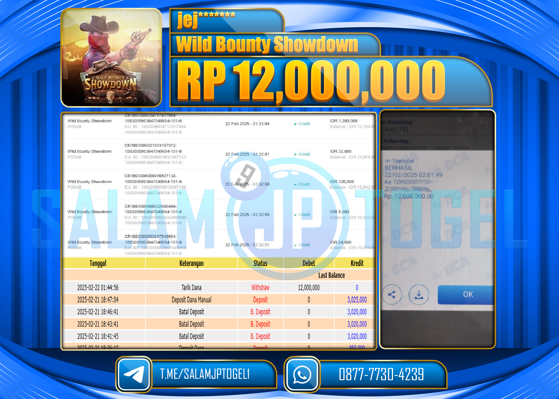 SALAMJPTOGEL MENANG WILD BOUNTY SHOWDOWN Rp. 12,000,000  LUNAS