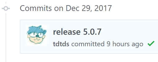 [スクリーンショット]release 5.0.7 / tdtds committed 9 hours ago