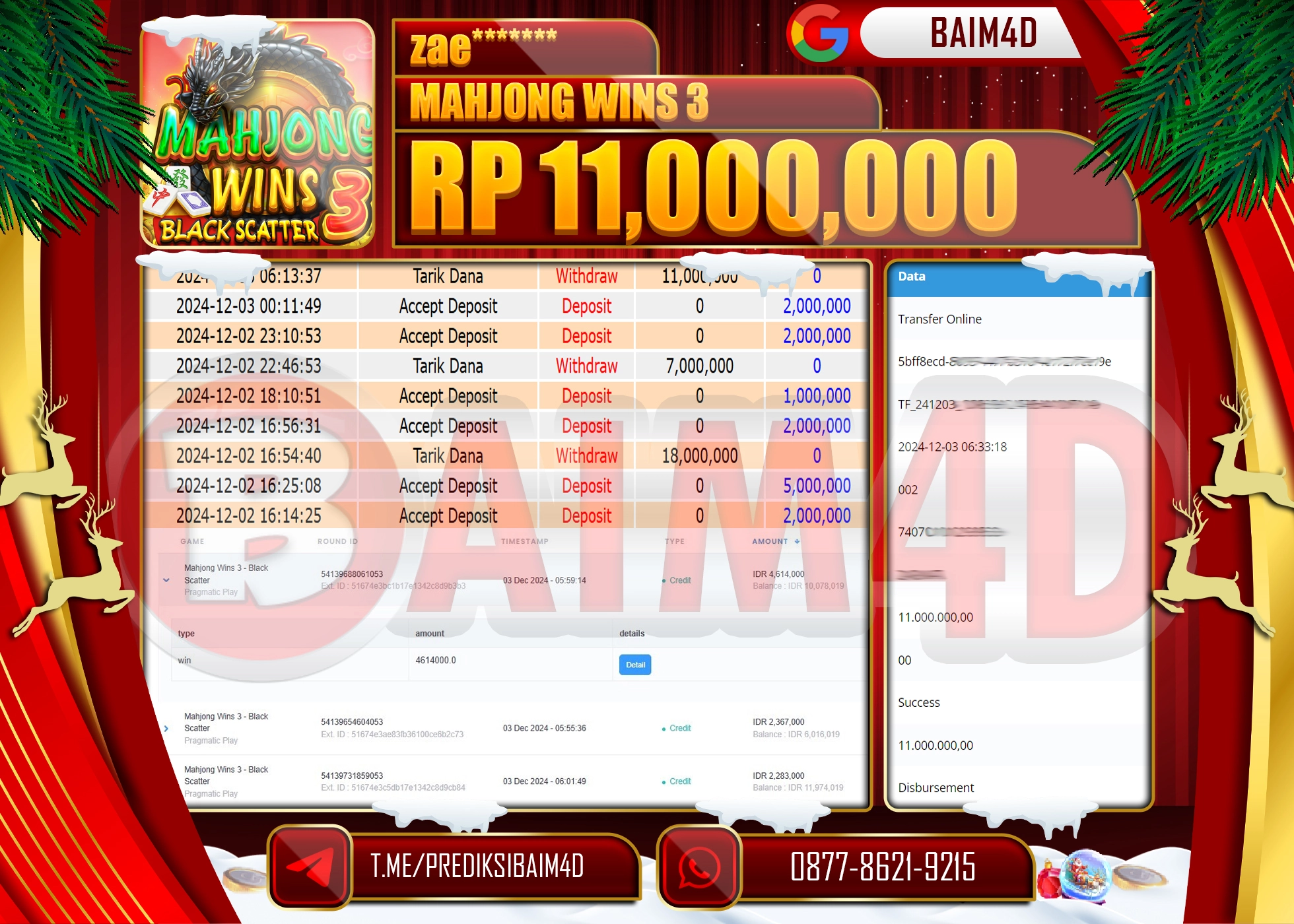 BAIM4D JACKPOT Mahjong Wins 3 - Black Scatter Play Rp.11.000,000.- LUNAS