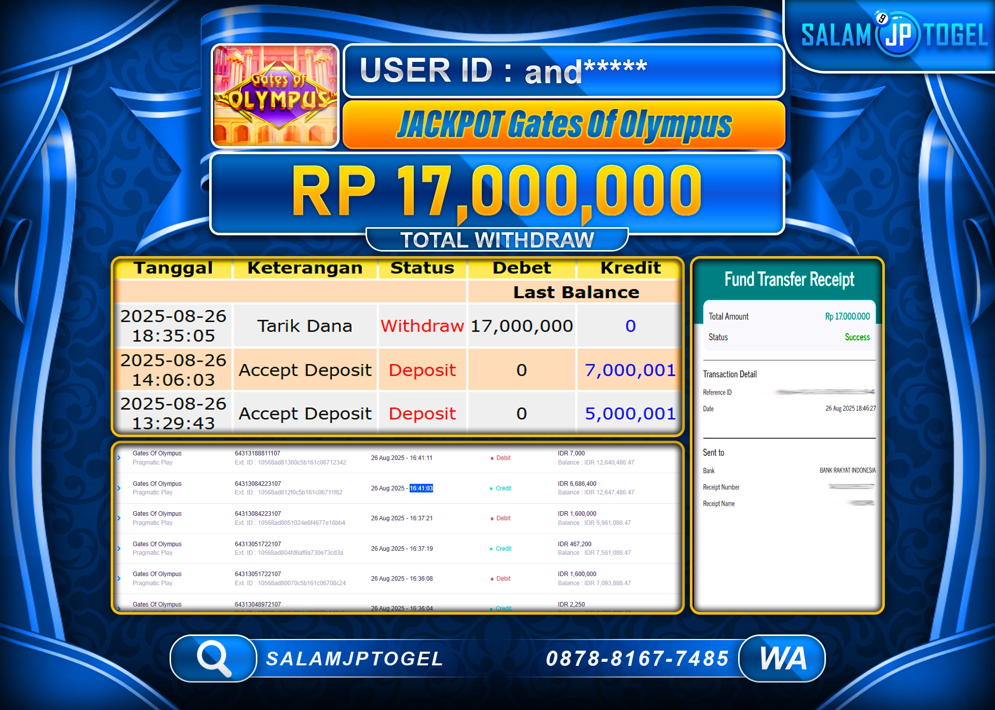 SALAMJPTOGEL MENANG Gates Of Olympus Rp.17,000,000