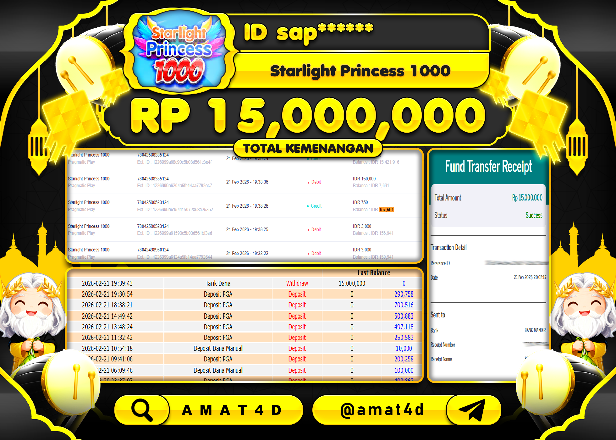 AMAT4D KEMENANGAN DI SLOT STARLIGHT PRINCESS 1000 Rp.15,000,000 BERHASIL TERBAYAR LUNAS