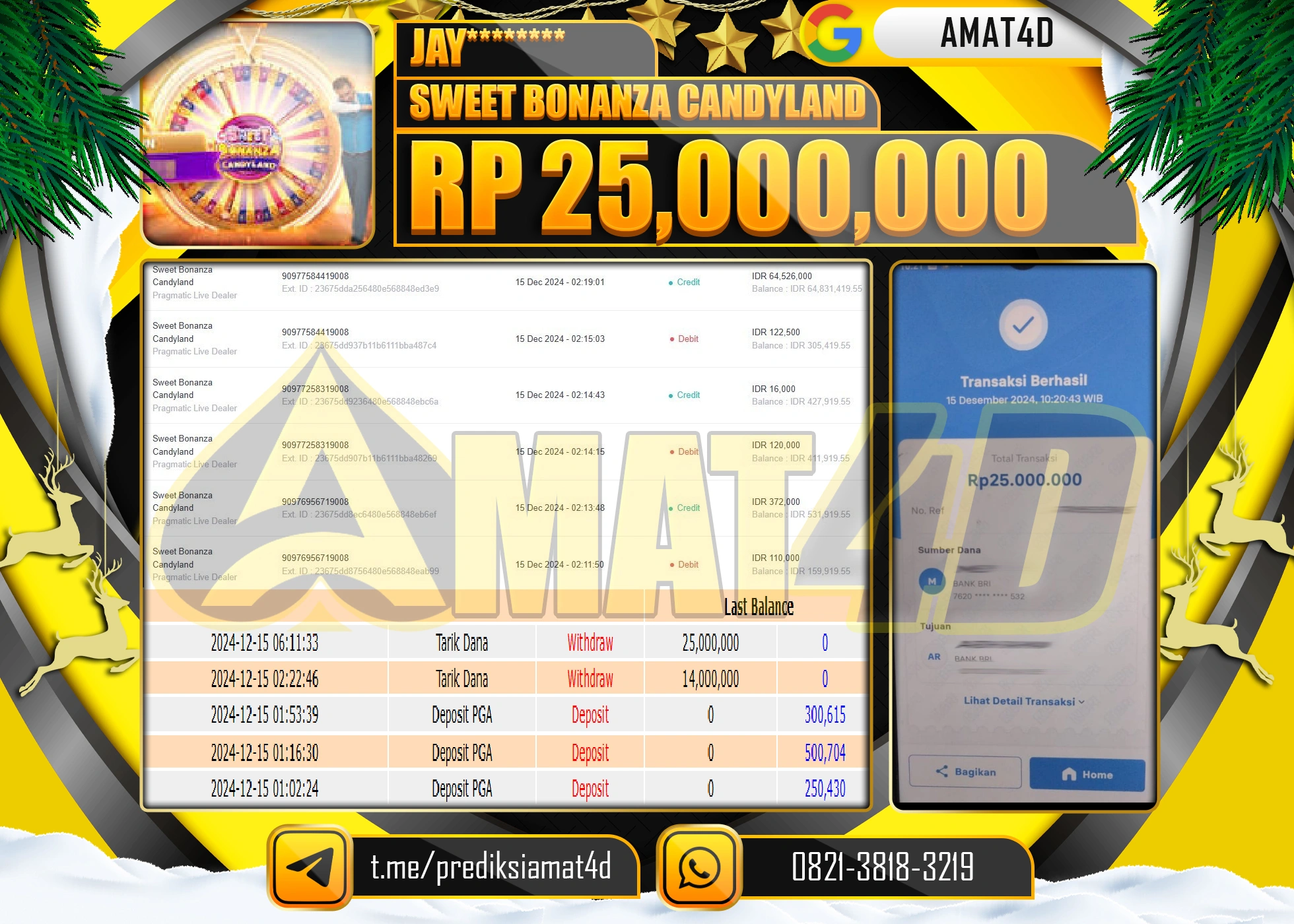 AMAT4D JACKPOT SWEET BONANZA CANDYLAND Rp.25.000.000 BERHASIL DI BAYAR LUNAS