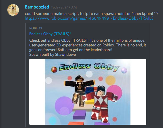 Rel Endless Obby Stage Tp Script - requested in the synapse discord by bamboozled 6635