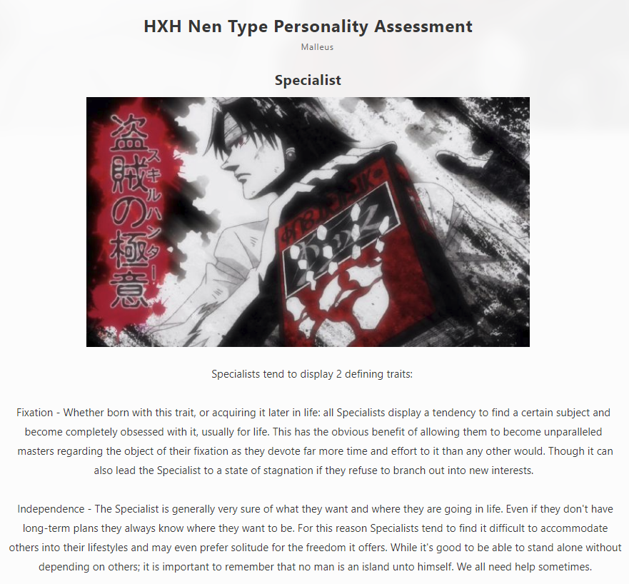 Featured image of post Specialist Nen Personality Nen types can be based on personality as according to my dude hisoka
