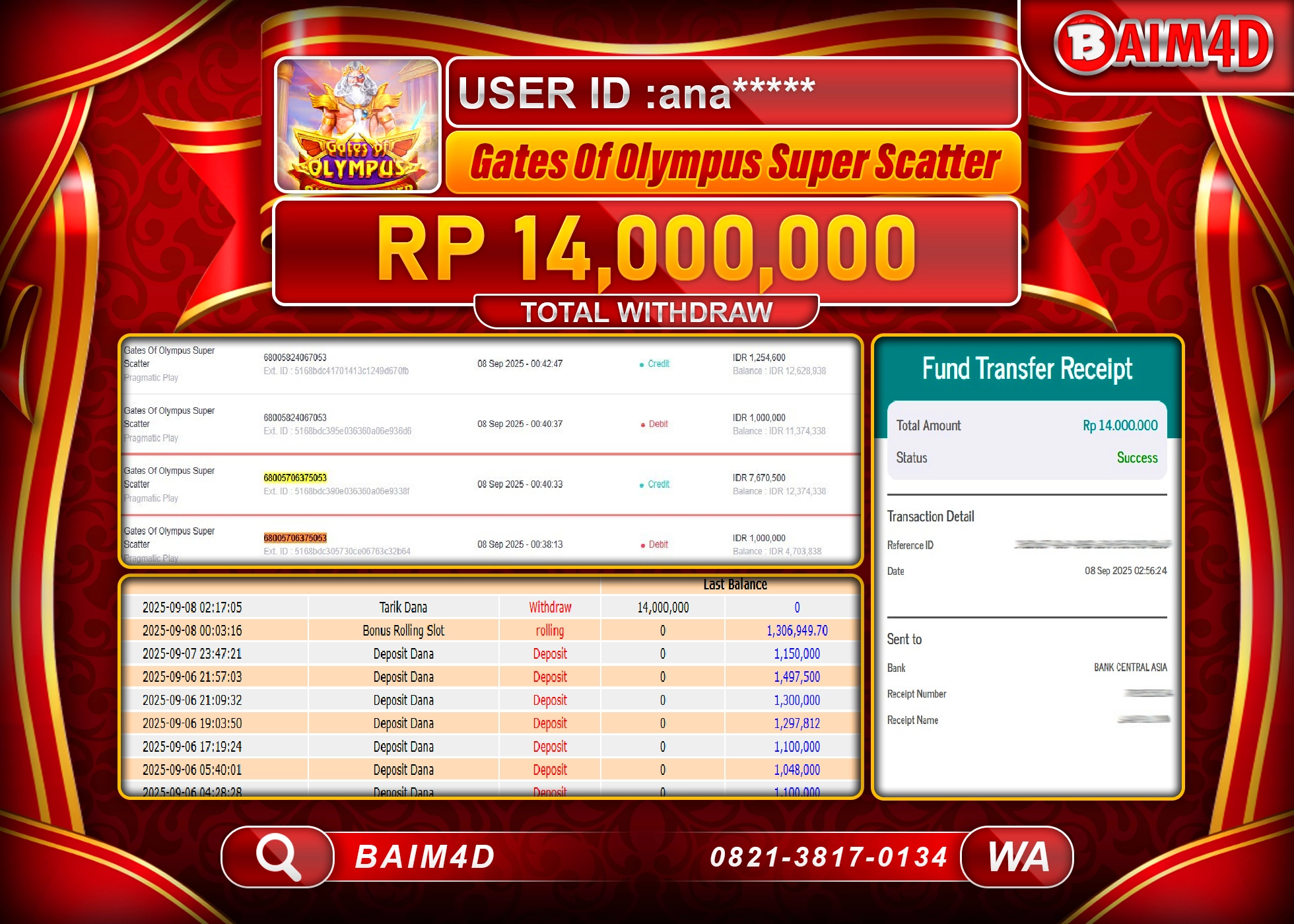 BAIM4D JACKPOT GATES OF OLYMPUS SUPER SCATTER Rp.14,000,000.- LUNAS