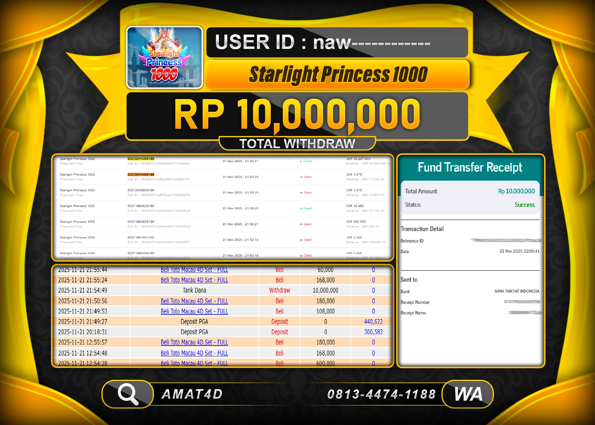 AMAT4D KEMENANGAN DI STARLIGHT PRINCESS 1000  Rp.10.000.000 BERHASIL TERBAYAR LUNAS