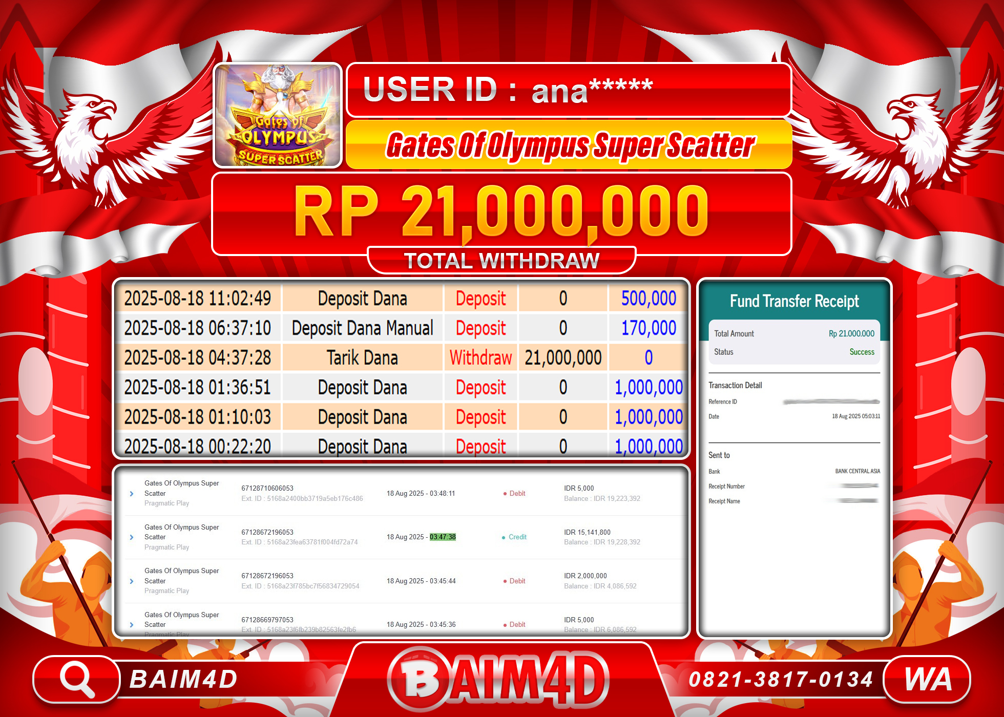 BAIM4D JACKPOT GATES OF OLYMPUS SUPER SCATTER Rp.21,000,000.- LUNAS