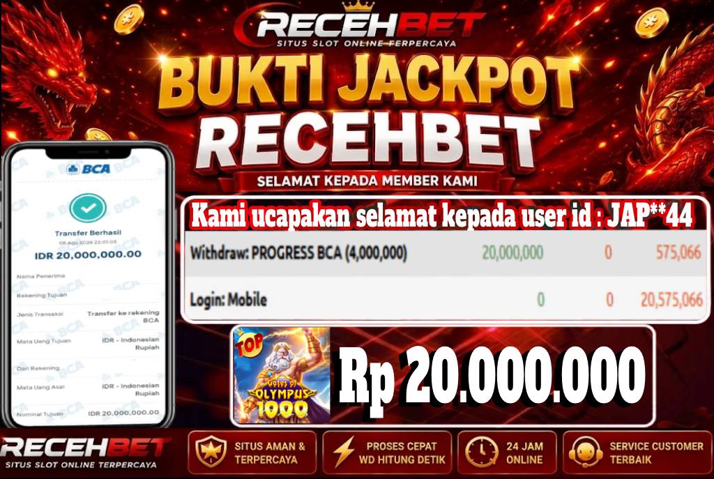 🏆 Terbukti Jackpot GATES OF OLYMPUS 1000  Rp 20.000.000-, Di RECEHBET 🏆