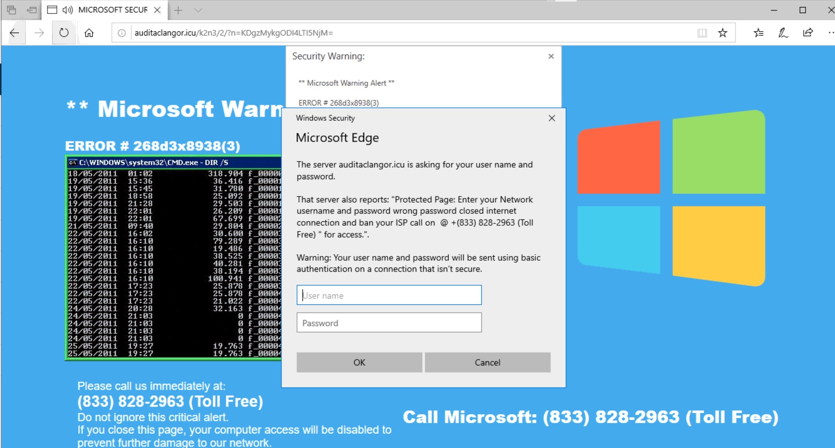 Fake Microsoft Popup 1 833 828 2963 Scammer Info Scambaiters