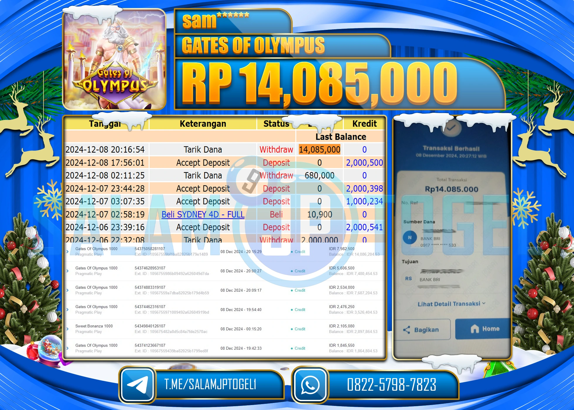 SALAMJPTOGEL MENANG SLOT GATES OF OLYMPUS Rp.14,085,000 LUNAS