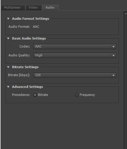 High quality settings. Audio settings. premiere pro. audio quality. game audio format.