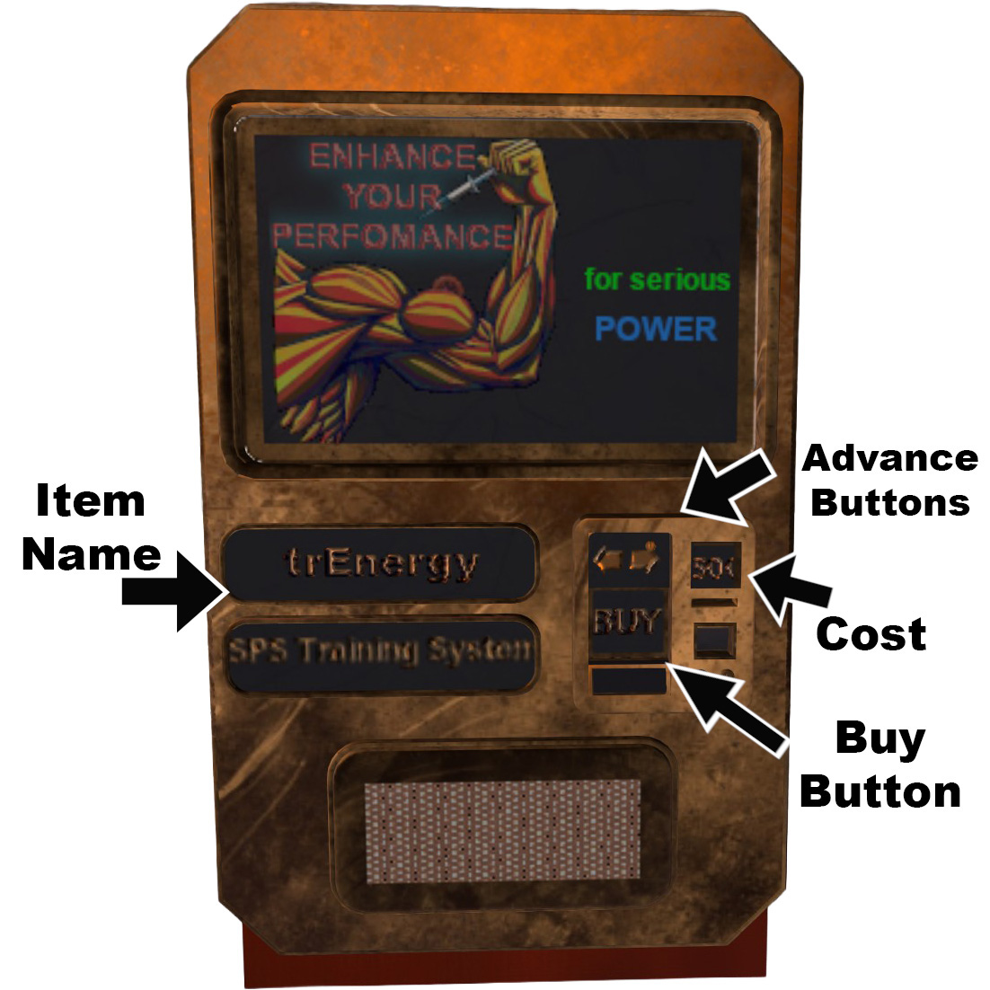 Labeled vending machine