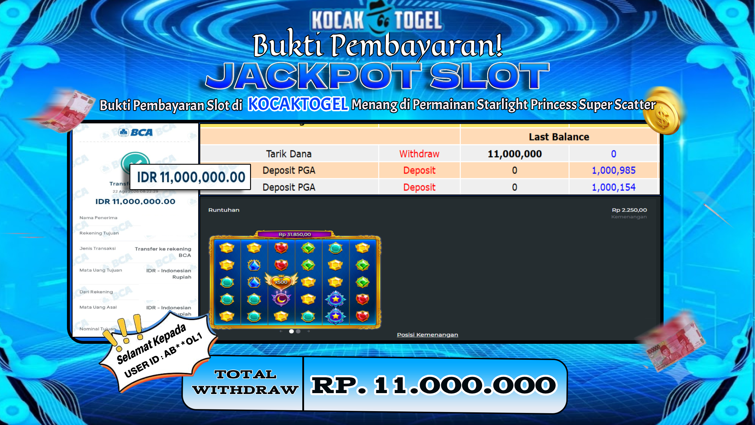 🏆 BUKTI KEMENANGAN Starlight Princess Super Scatter MEMBER KOCAKTOGEL  🏆