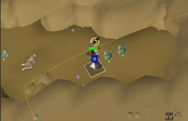 gif showing how to to use npc aggression timer plugin aggro lines feature