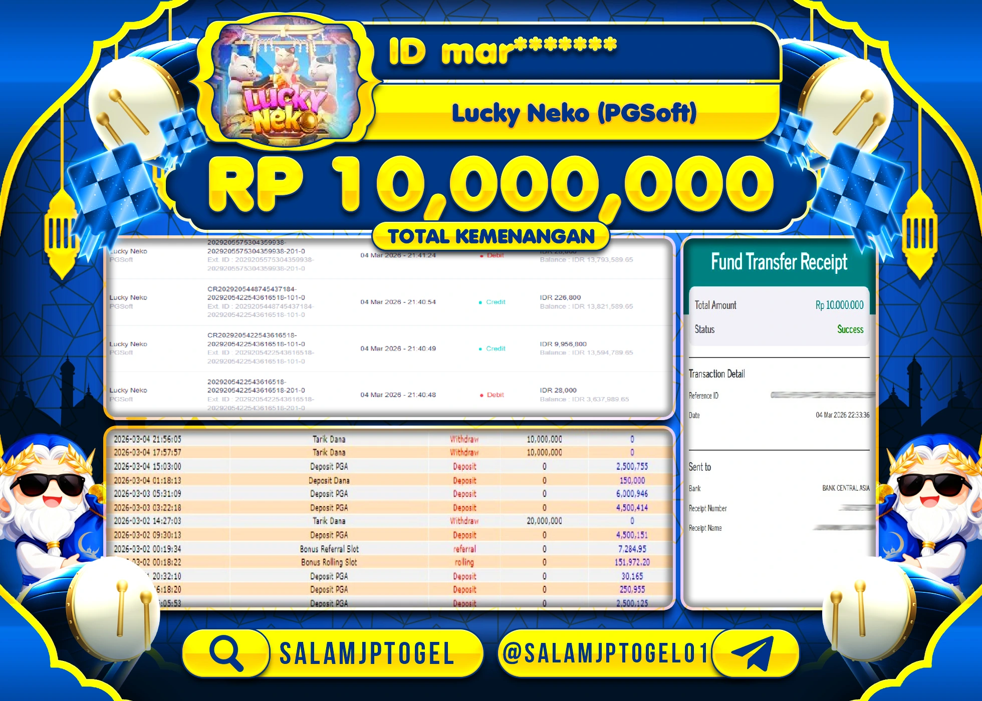 SALAMJPTOGEL JACKPOT Slot Lucky Neko (PGSoft) Rp.10.000.000 - LUNAS