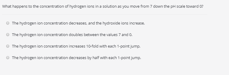 Solved What Happens To The Concentration Of Hydrogen Ions Chegg Com