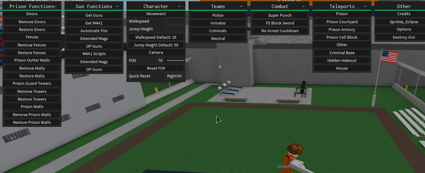 Prison X A Prison Life Gui - roblox scripts op