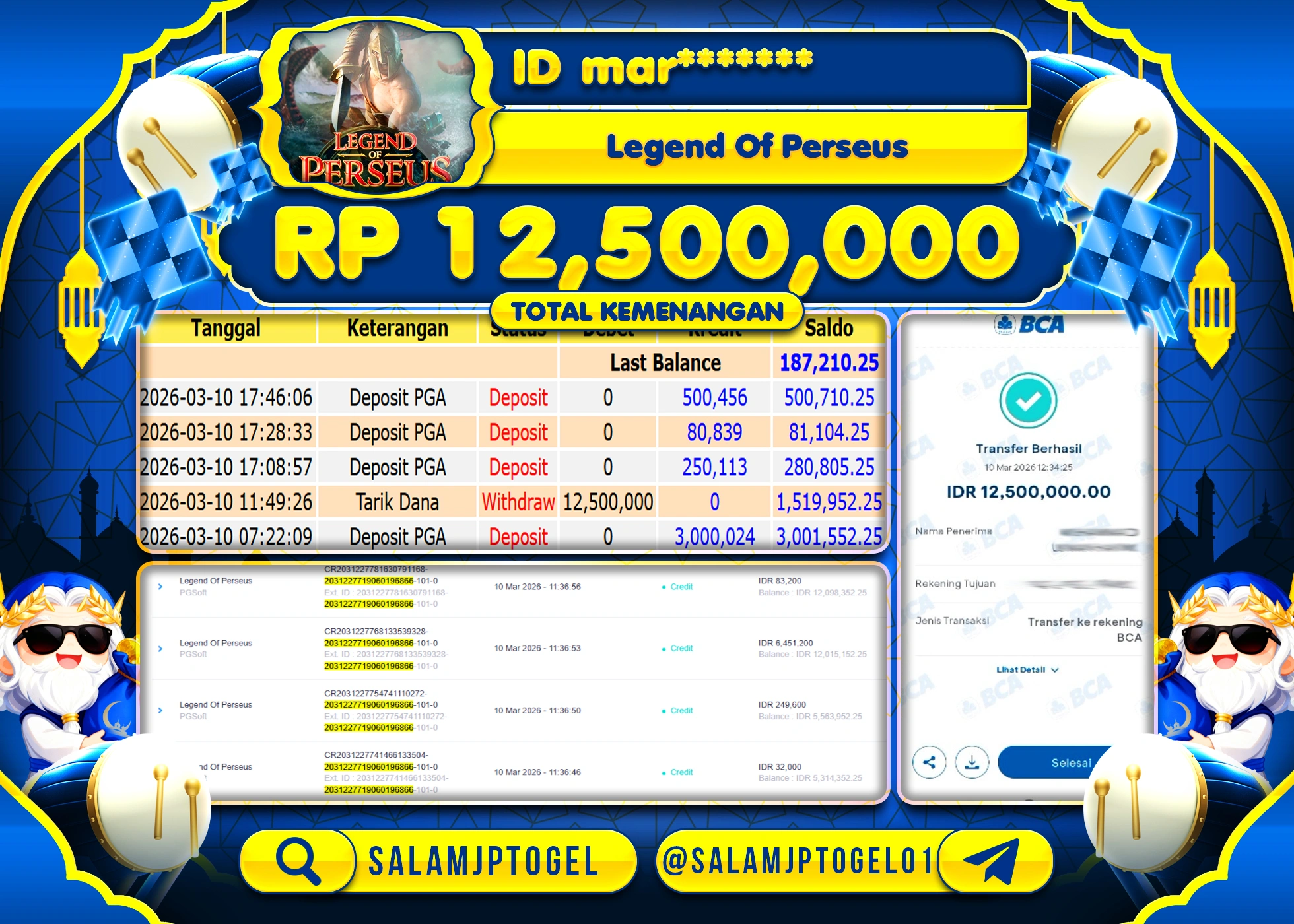 SALAMJPTOGEL JACKPOT SLOT LEGEND OF PERSEUS Rp.12,500,000 - LUNAS