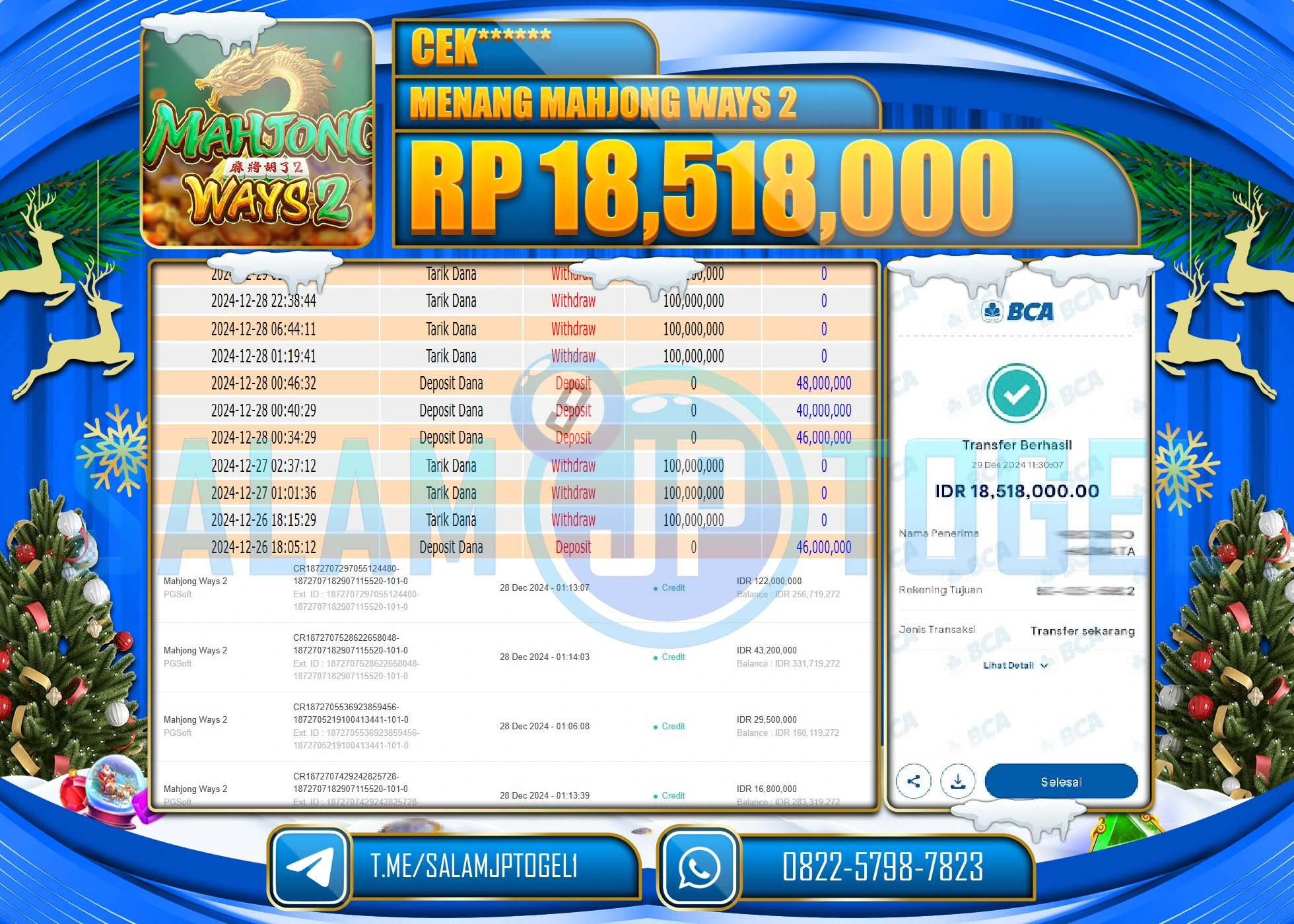 SALAMJPTOGEL MENANG MAHJONG WAYS 2  Rp.18,518,000 LUNAS