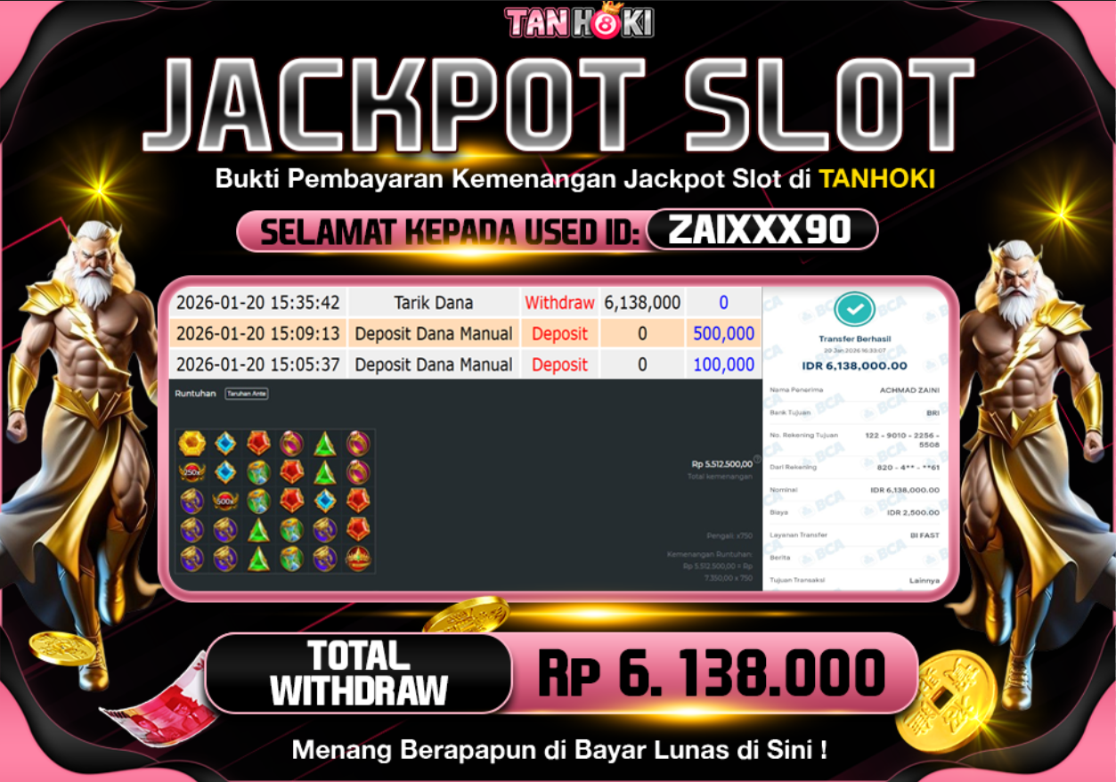 TANHOKI JACKPOT SLOT GATES OF OLYMPUS Rp..6.138.000,- LUNAS