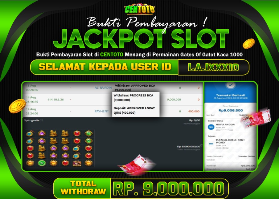BUKTI JACKPOT LUNAS CENTOTO  RP 9.000.000,-LUNAS