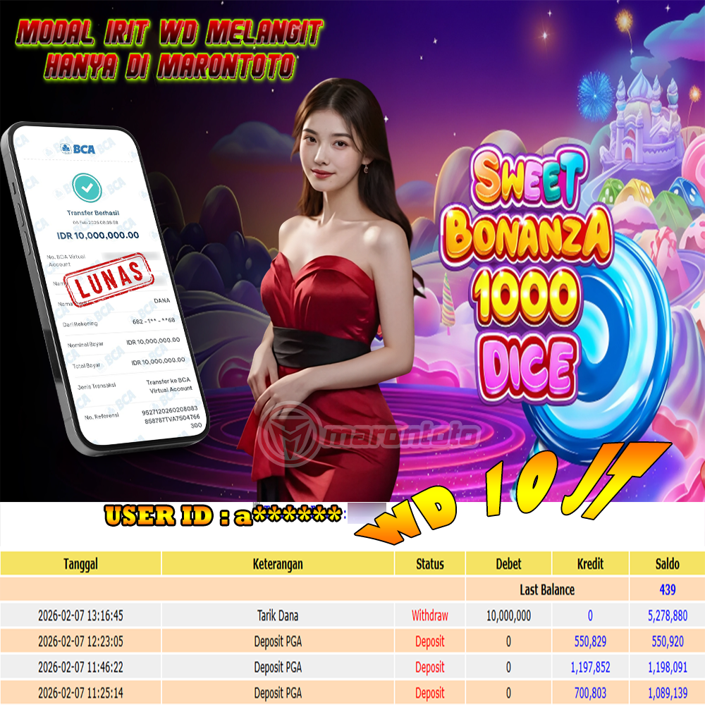 BUKTI JEPE SLOT GACOR DI SWEET BONANZA DICE 1000 - PRAGMATIC PLAY