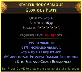 Example crafted Starter Body Armor