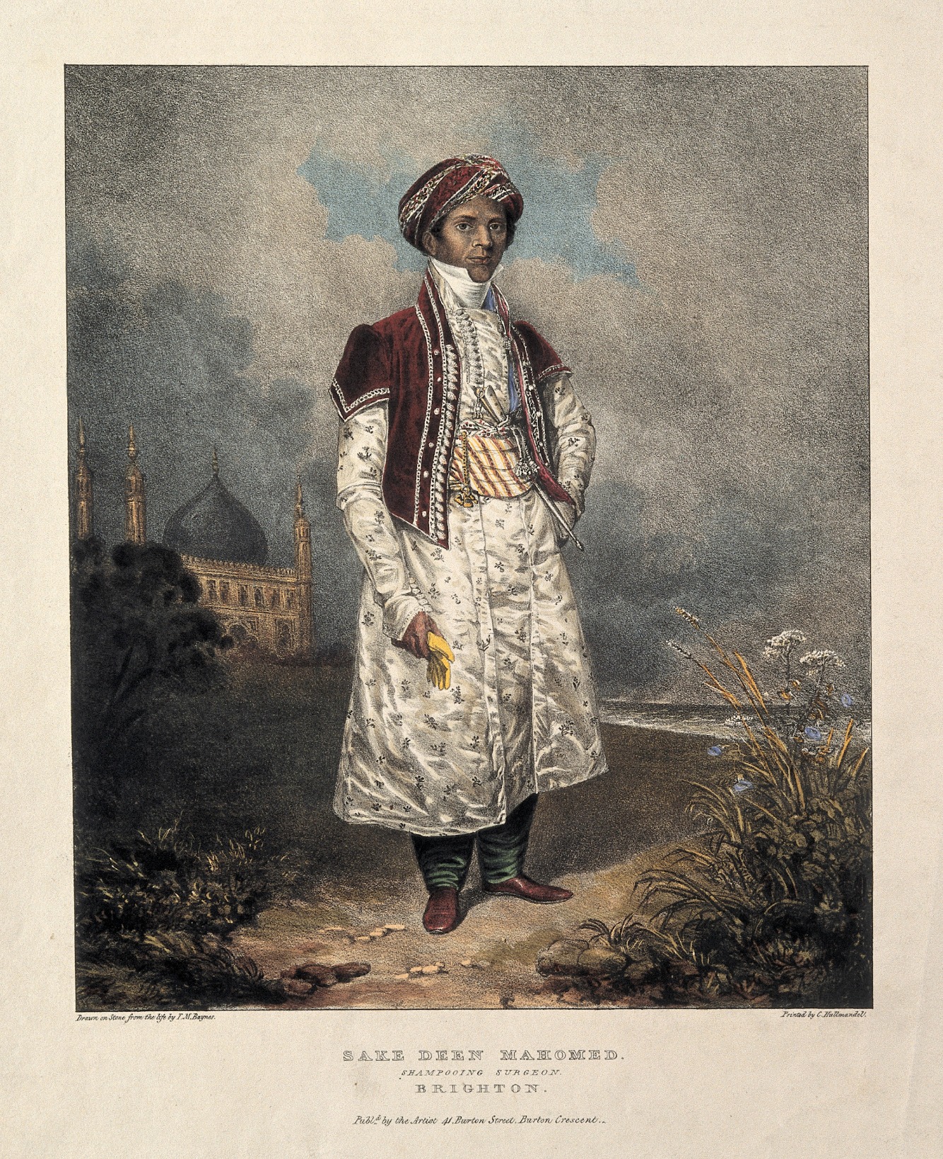 Figure 1. Sake Deen Mahomed. Coloured lithograph by T. M. Baynes. [11]