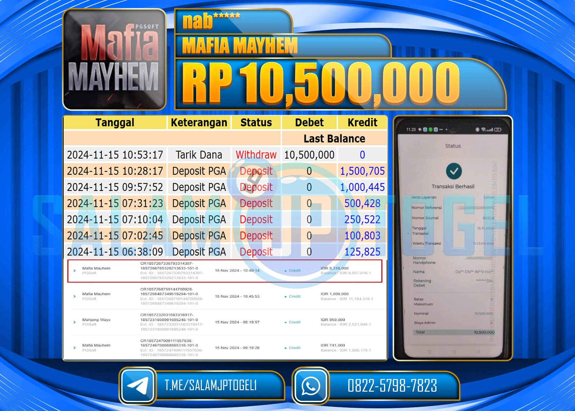 SALAMJPTOGEL MENANG PGSOFT Mafia Mayhem RP. 10,500,000 LUNAS