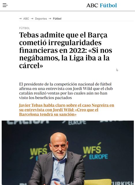 TEBAS: "MANDO YO y EL FARSA NO VA A SER SANCIONADO POR LA LIGA NUNCA"