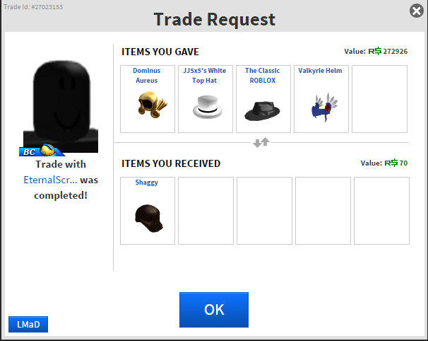 Roblox Trading For A Dominus