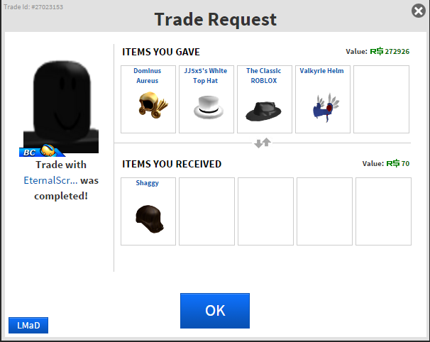 hat id for dominus in roblox