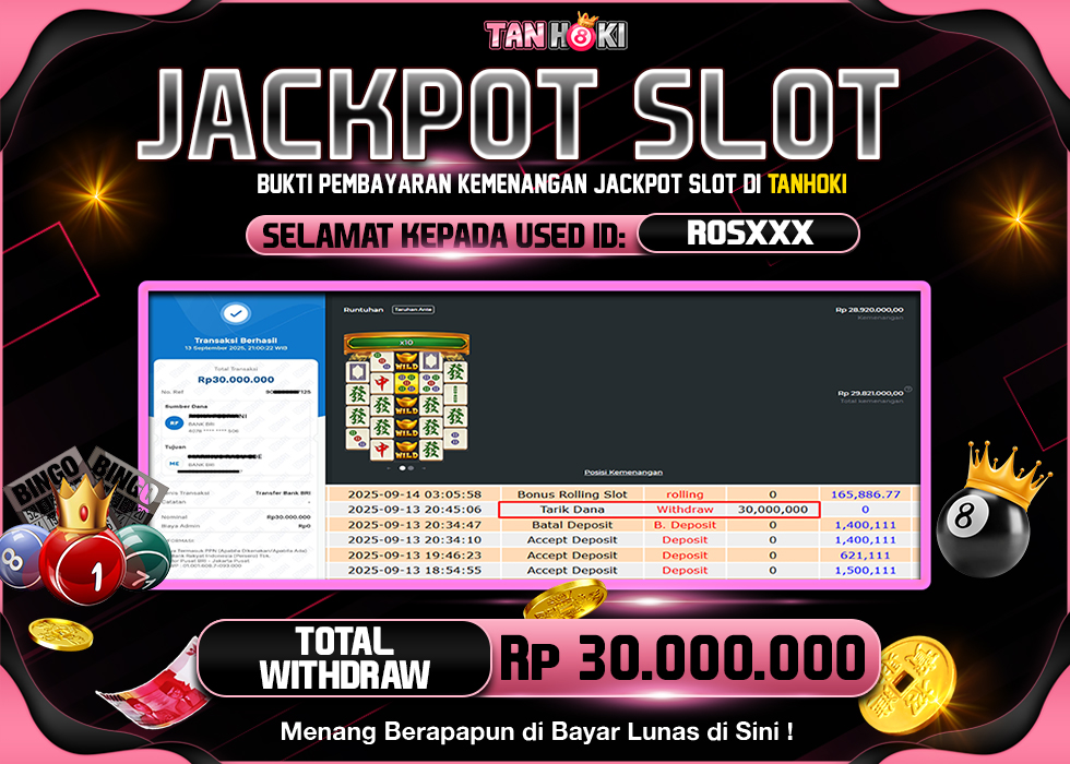 TANHOKI JACKPOT SLOT MAHJONG WINS 2 Rp.30.000.000,- LUNAS