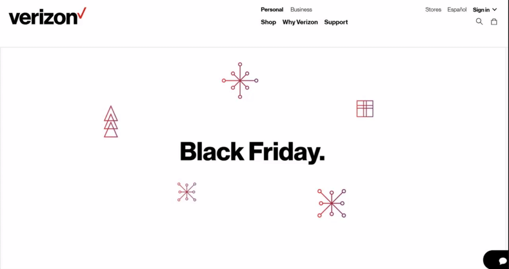 Ecommerce landing page example: Verizon