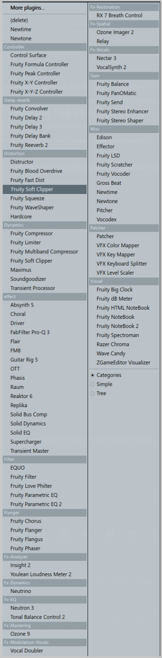 Ability to hide stock FL plugins in select plugin list | Forum