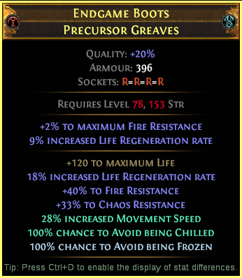 Example crafted Endgame Boots