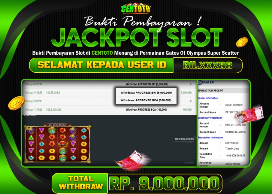 BUKTI JACKPOT LUNAS CENTOTO  RP 9.000.000,-LUNAS