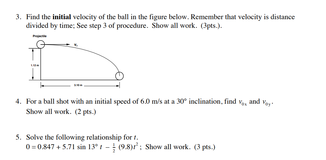 projectile motion equations find initial velocity