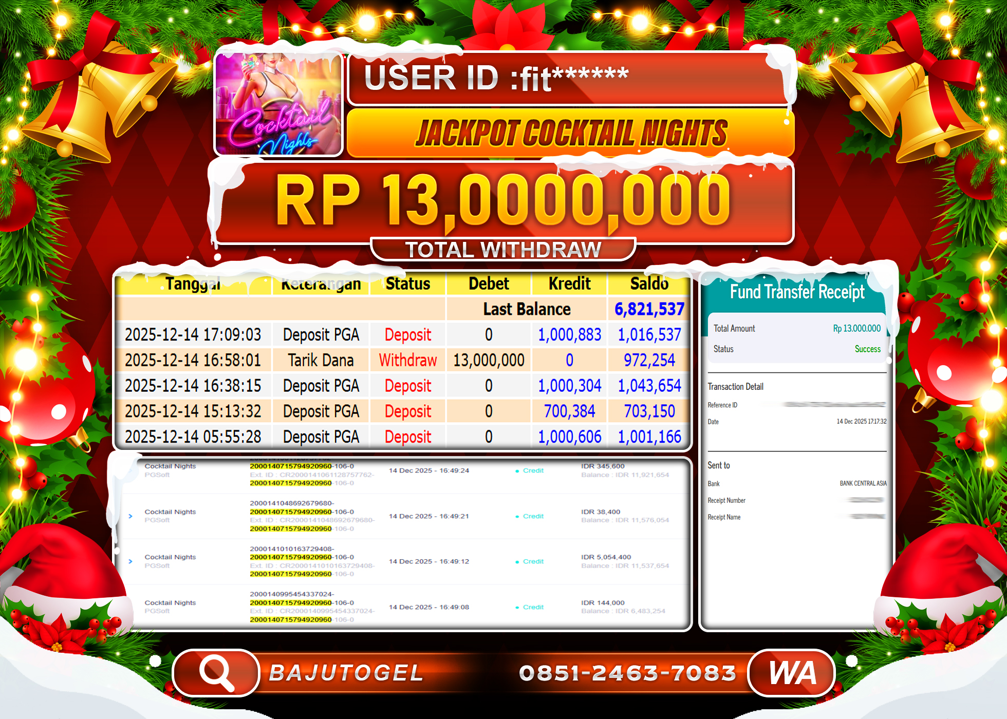 BAJUTOGEL KEMENANGAN DI SLOT COCKTAIL NIGHTS Rp.13,000,000 LUNAS