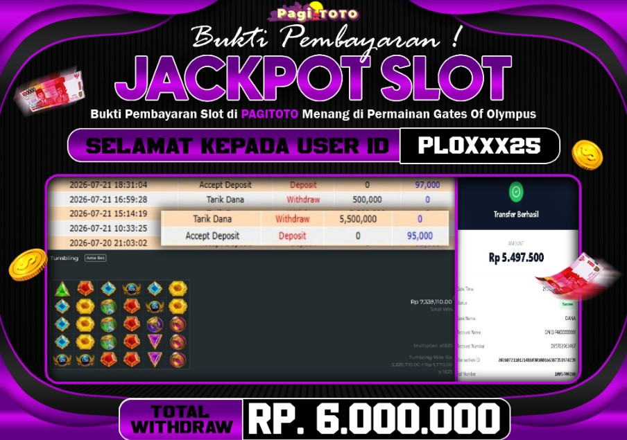 HAPPY JACKPOT MEMBER PAGITOTO SLOT GATES OF OLYMPUS 1000 Rp 6.000.000-, - LUNAS